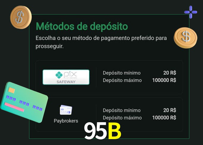 O cassino 95B oferece uma grande variedade de métodos de pagamento